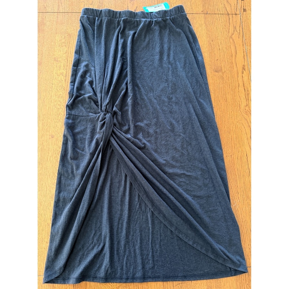 Z Supply Sabina Triblend Knot Skirt Women's large Black Draped Midi NWT